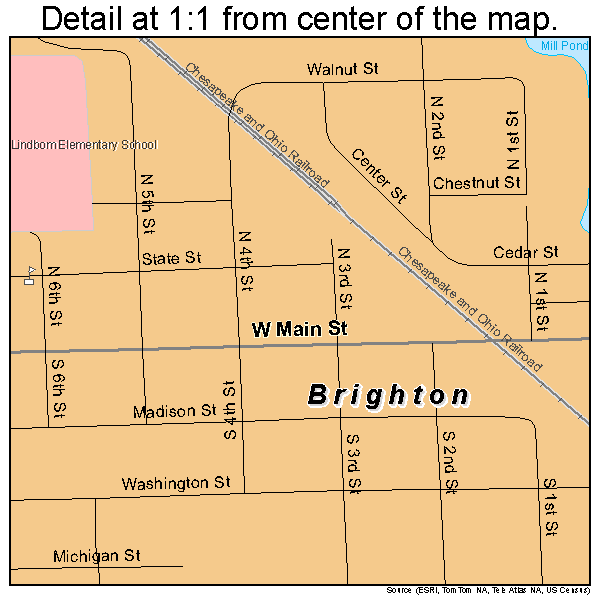 Brighton, Michigan road map detail