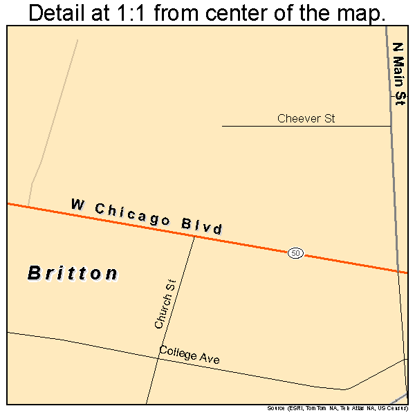 Britton, Michigan road map detail