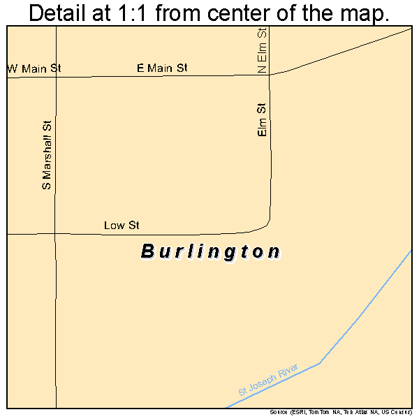 Burlington, Michigan road map detail