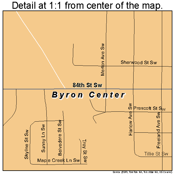 Byron Center, Michigan road map detail