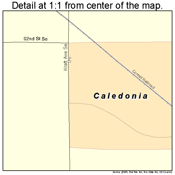 Caledonia, Michigan road map detail