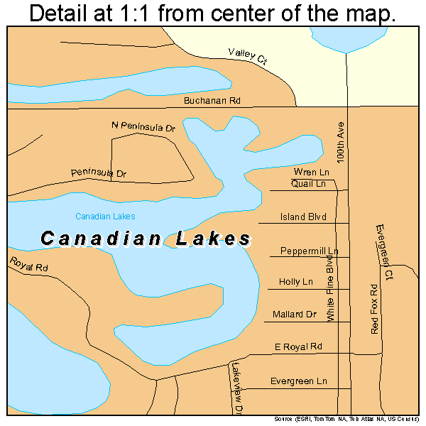 Canadian Lakes, Michigan road map detail