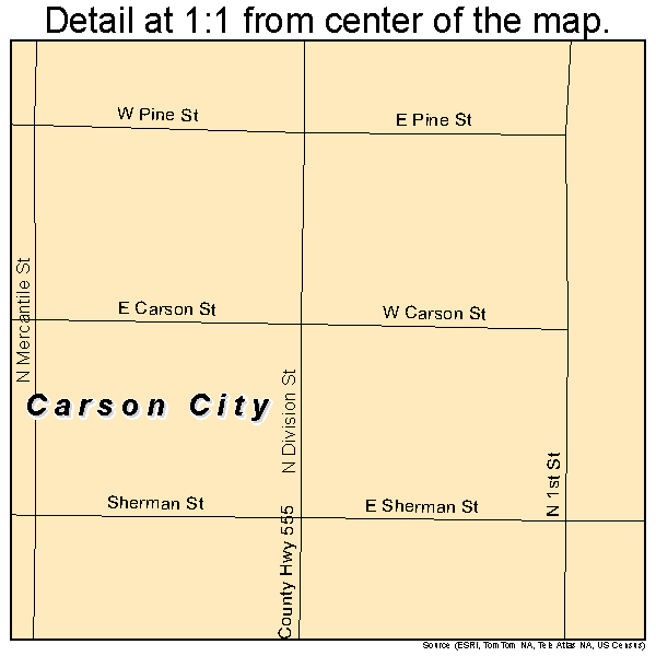 Carson City, Michigan road map detail