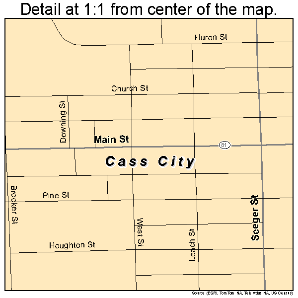 Cass City, Michigan road map detail