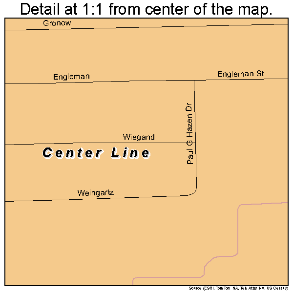 Center Line, Michigan road map detail