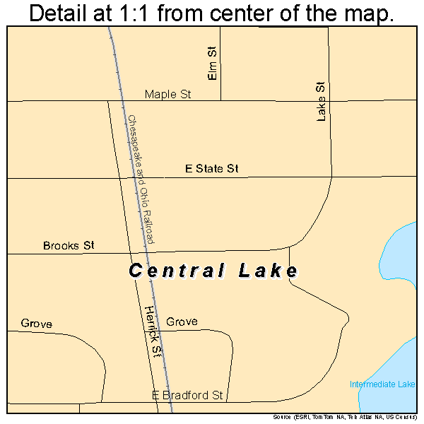 Central Lake, Michigan road map detail