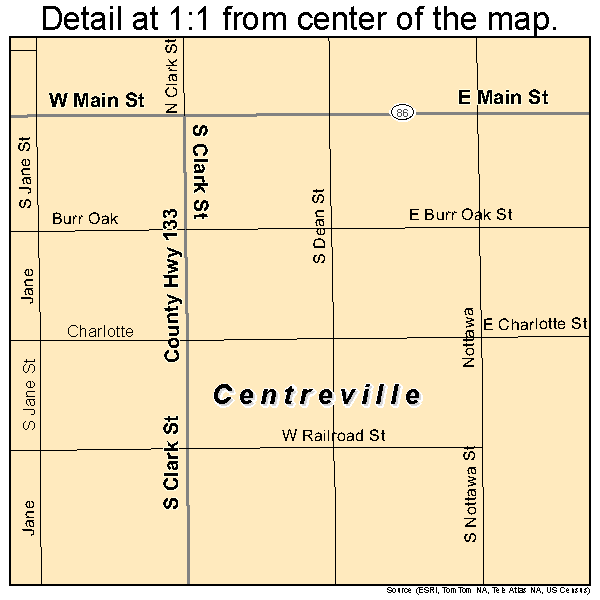 Centreville, Michigan road map detail