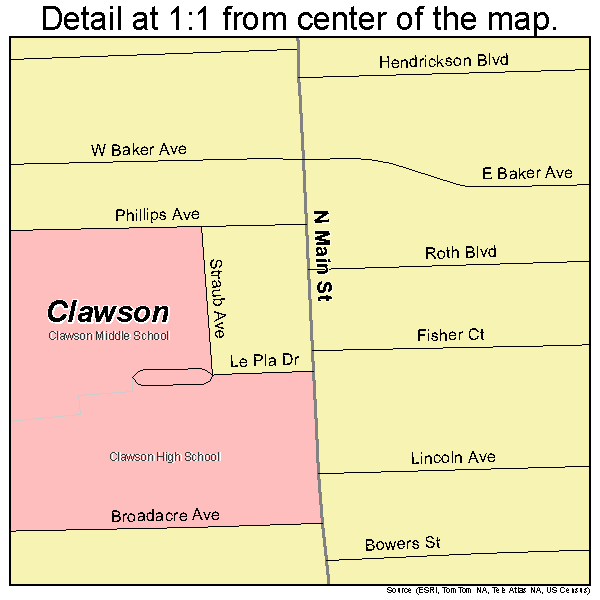 Clawson, Michigan road map detail