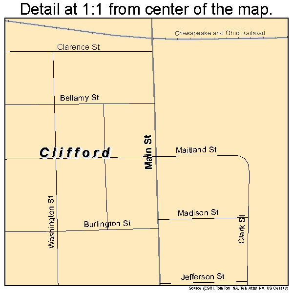 Clifford, Michigan road map detail