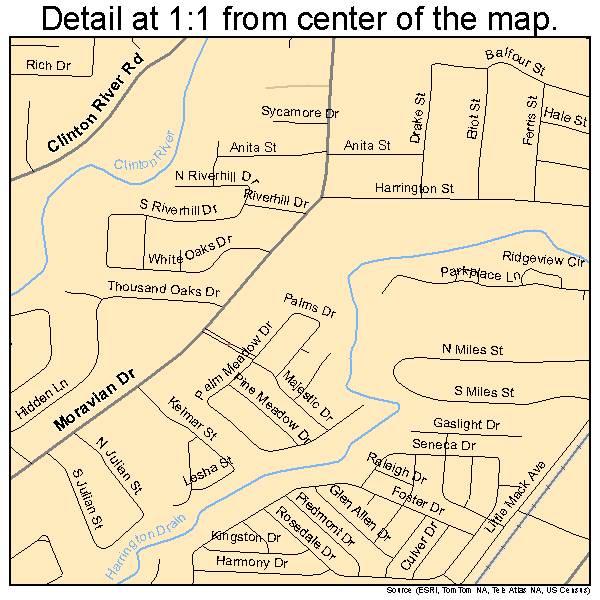 Clinton, Michigan road map detail