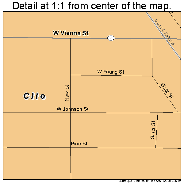 Clio, Michigan road map detail