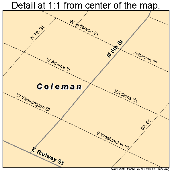 Coleman, Michigan road map detail