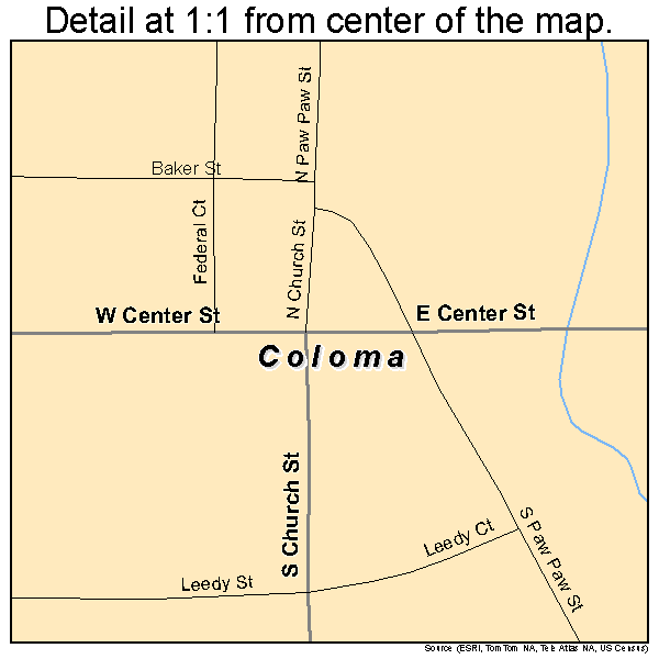 Coloma, Michigan road map detail