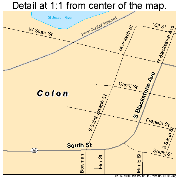 Colon, Michigan road map detail