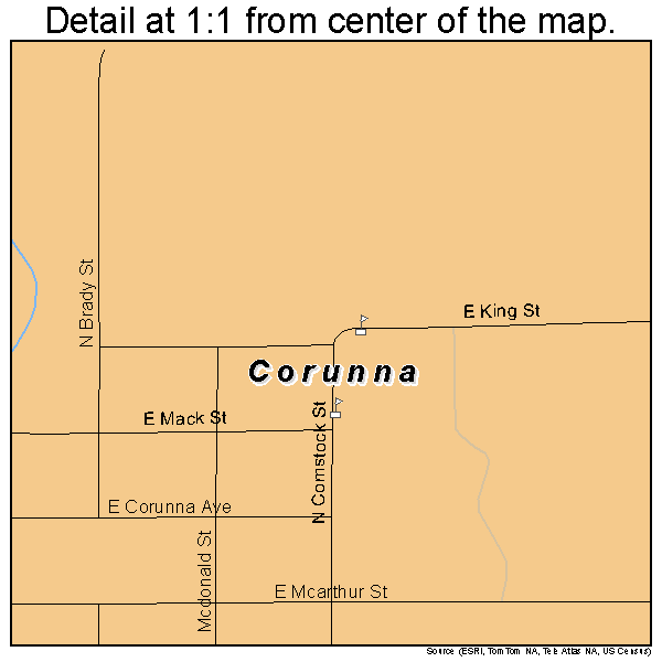 Corunna, Michigan road map detail