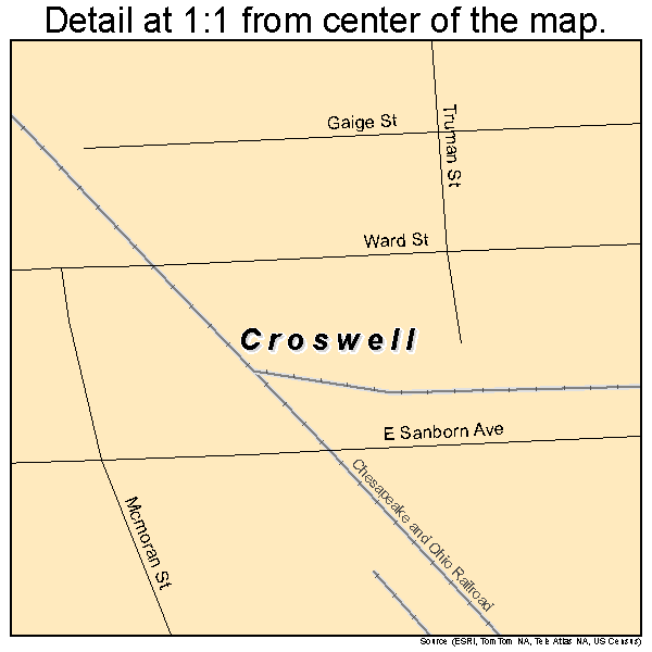 Croswell, Michigan road map detail