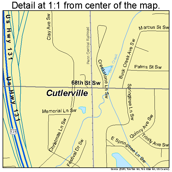 Cutlerville, Michigan road map detail