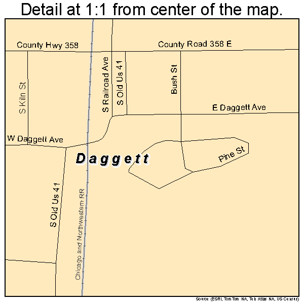 Daggett, Michigan road map detail