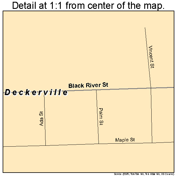 Deckerville, Michigan road map detail