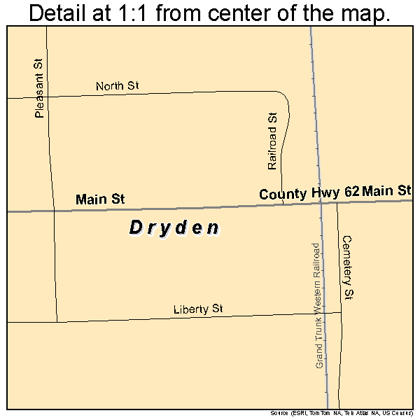 Dryden, Michigan road map detail