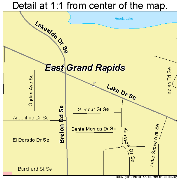 East Grand Rapids, Michigan road map detail