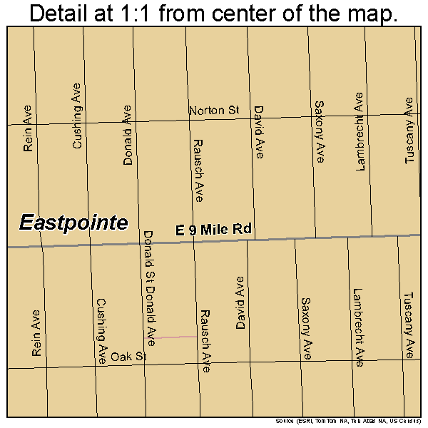 Eastpointe, Michigan road map detail