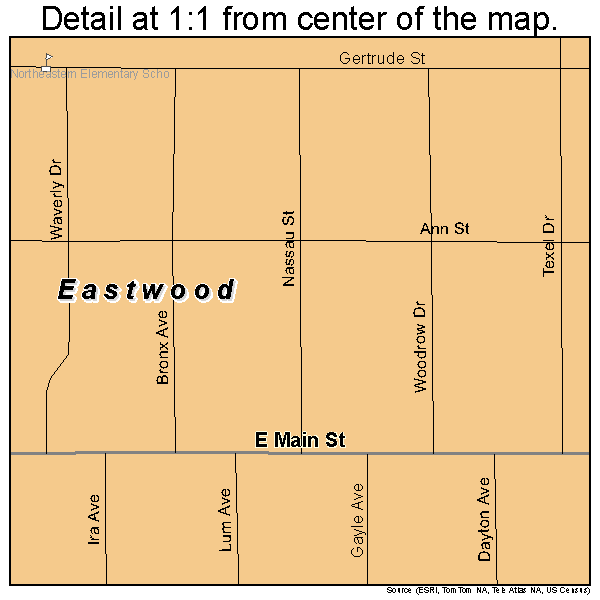 Eastwood, Michigan road map detail