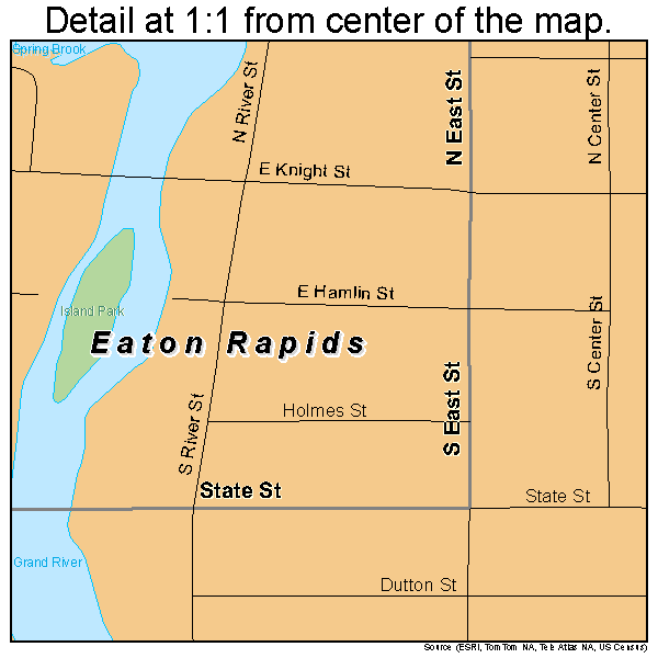 Eaton Rapids, Michigan road map detail