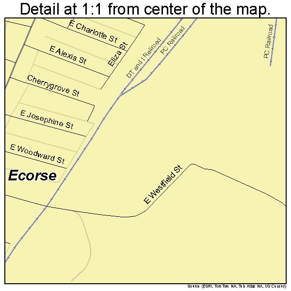 Ecorse, Michigan road map detail