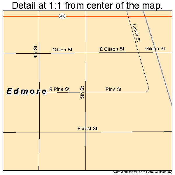 Edmore, Michigan road map detail
