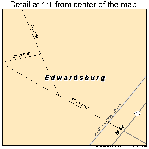 Edwardsburg, Michigan road map detail