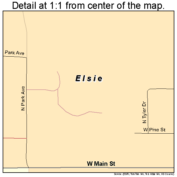 Elsie, Michigan road map detail