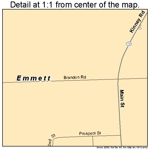 Emmett, Michigan road map detail