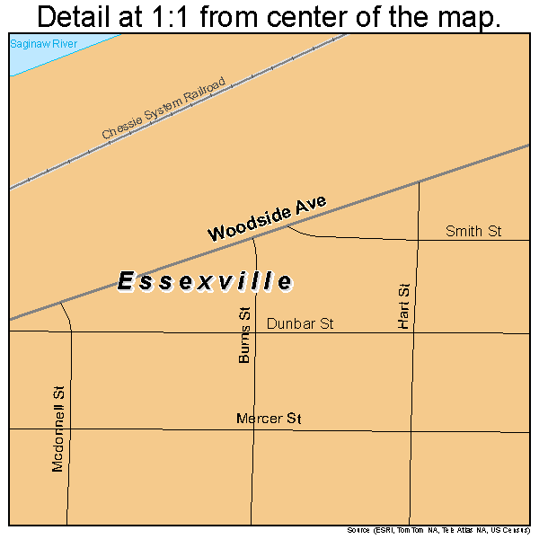 Essexville, Michigan road map detail