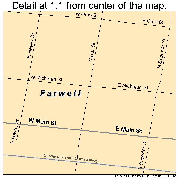 Farwell, Michigan road map detail