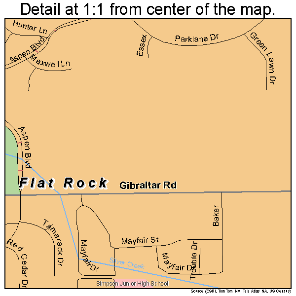 Flat Rock, Michigan road map detail