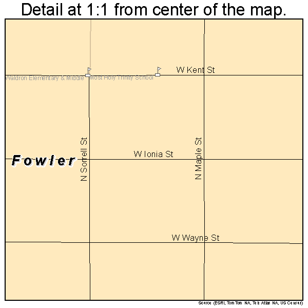 Fowler, Michigan road map detail