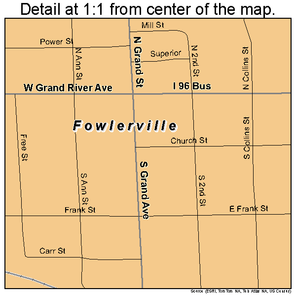 Fowlerville, Michigan road map detail