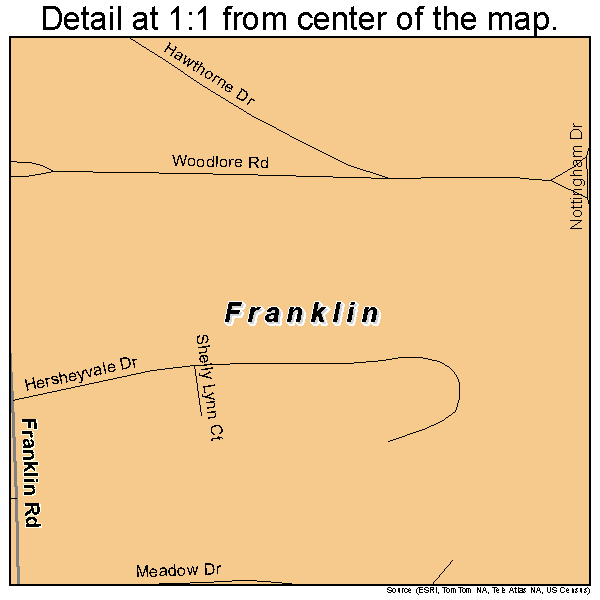 Franklin, Michigan road map detail