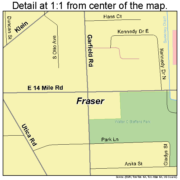 Fraser, Michigan road map detail