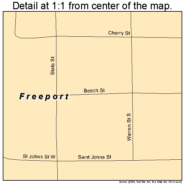 Freeport, Michigan road map detail