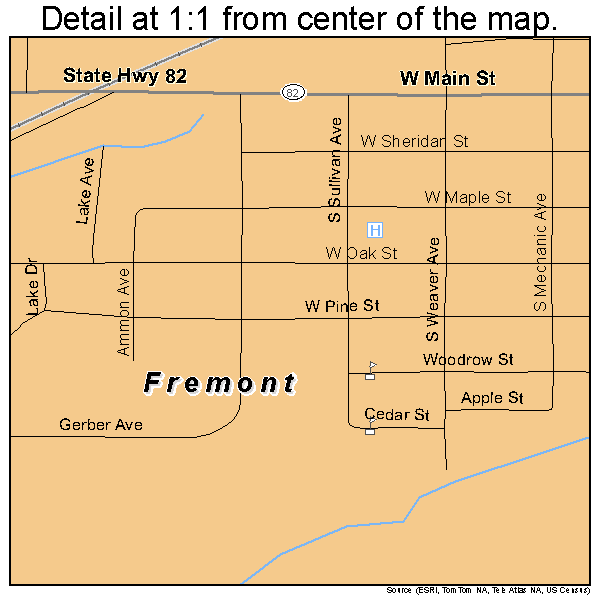 Fremont, Michigan road map detail