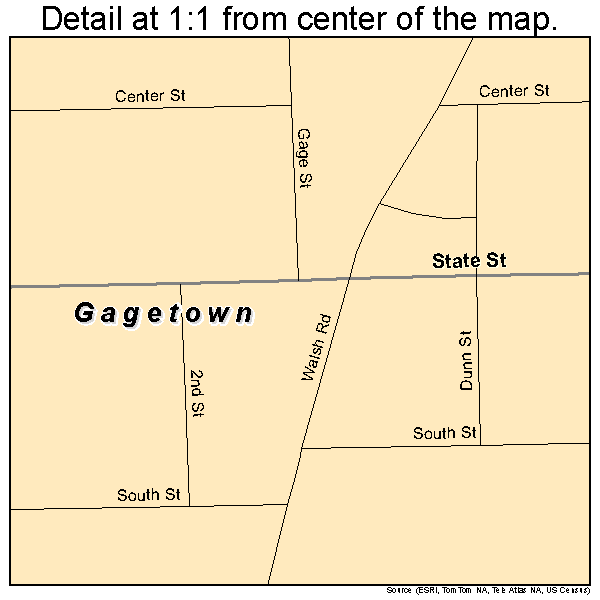 Gagetown, Michigan road map detail