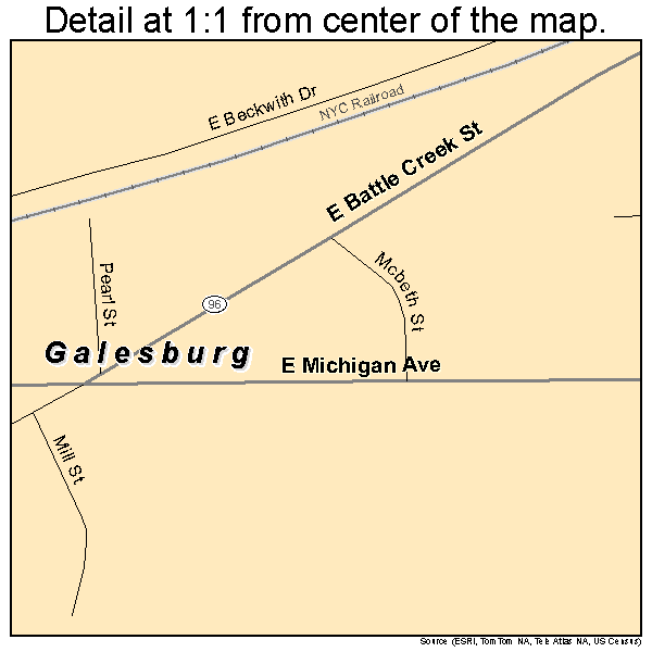 Galesburg, Michigan road map detail