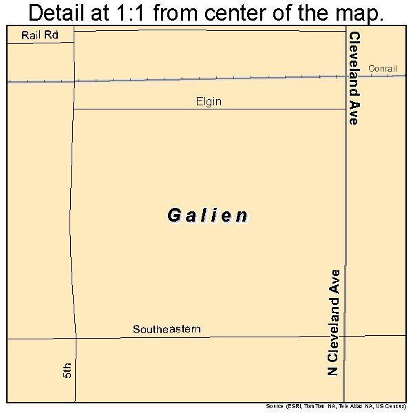 Galien, Michigan road map detail