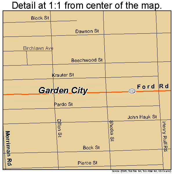 Garden City, Michigan road map detail