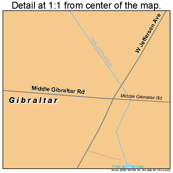 Gibraltar, Michigan road map detail