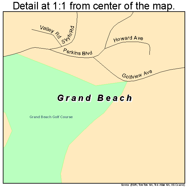 Grand Beach, Michigan road map detail