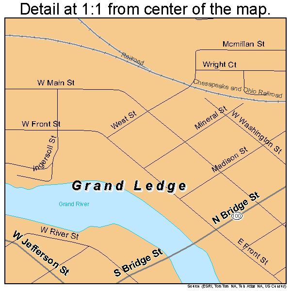 Grand Ledge, Michigan road map detail