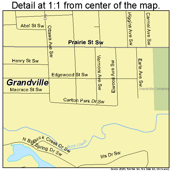 Grandville, Michigan road map detail